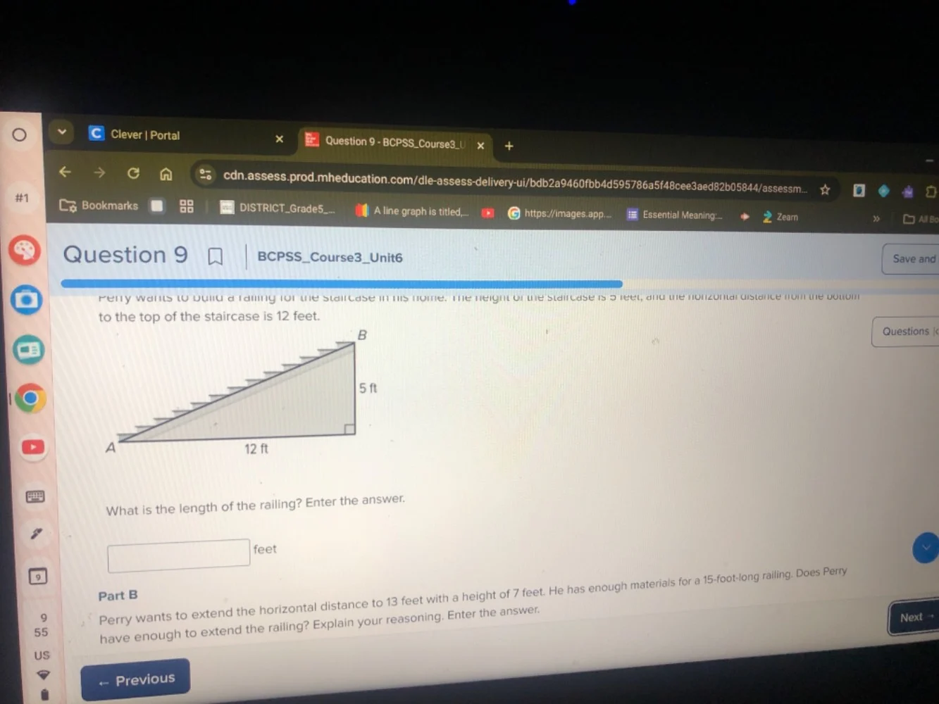 question 9 bcpss_course3_unit6 perry wants to build a railing for the s…