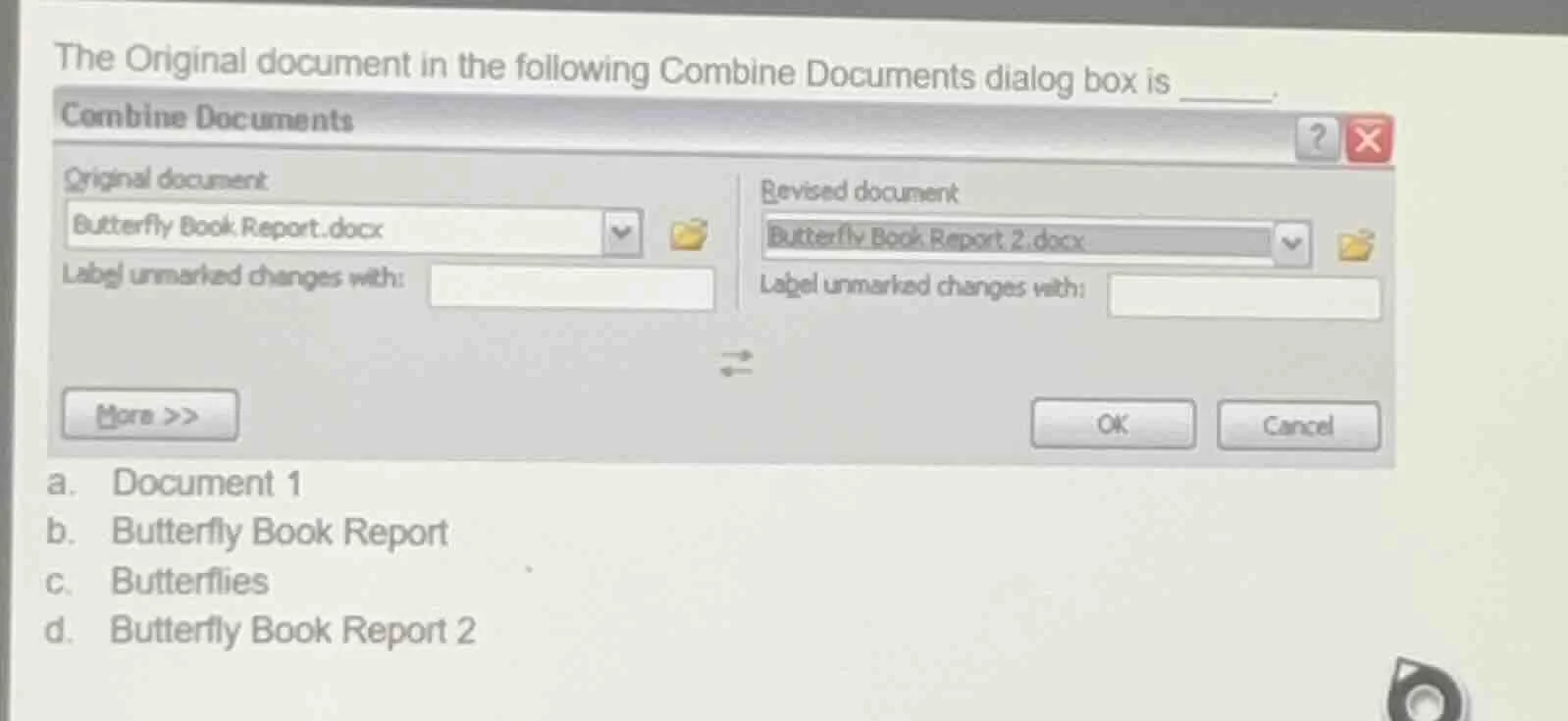 the original document in the following combine documents dialog box is …