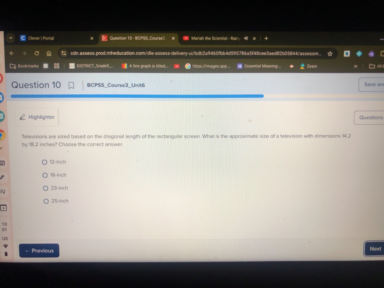 question 10bcpss_course3_unit6televisions are sized based on the diagon…