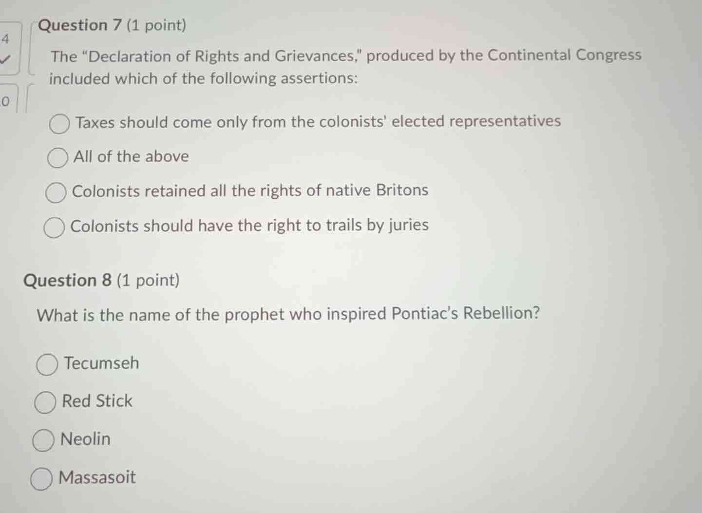 question 7 (1 point) the \declaration of rights and grievances,\ produc…
