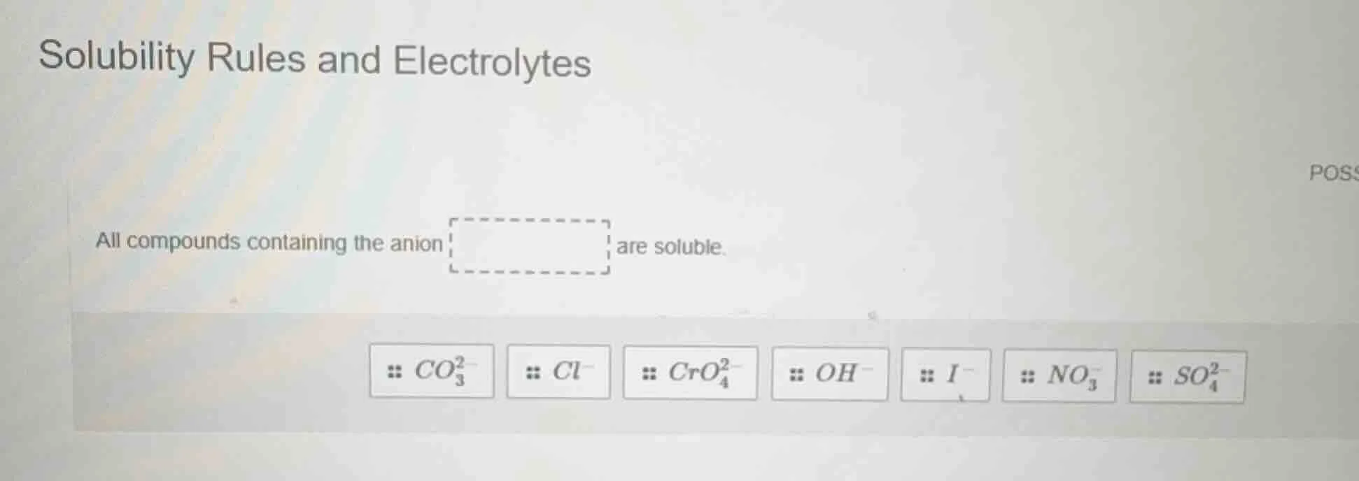 solubility rules and electrolytes all compounds containing the anion ar…
