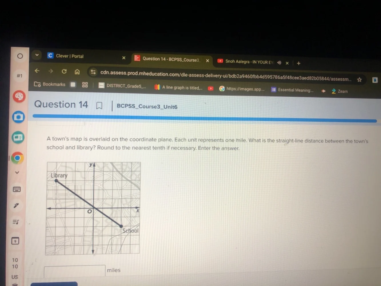 question 14 | bcpss_course3_unit6 a towns map is overlaid on the coordi…