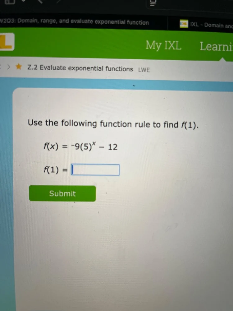 w2q3: domain, range, and evaluate exponential function my ixl learni > …