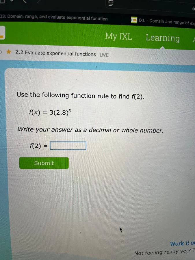 q3: domain, range, and evaluate exponential function ixl - domain and r…