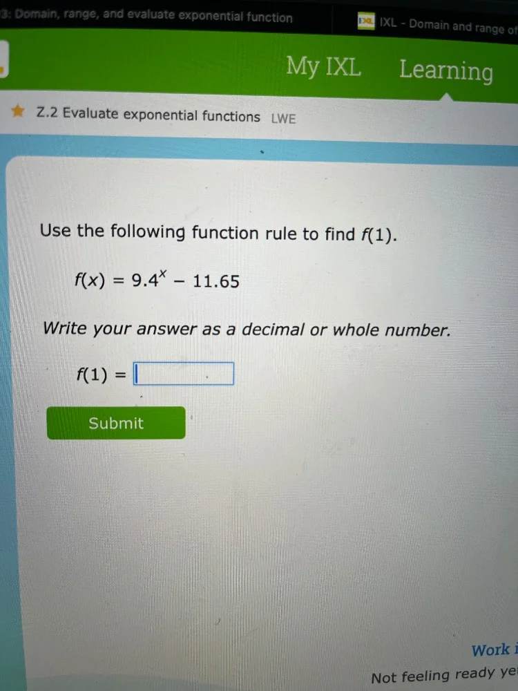 3: domain, range, and evaluate exponential function ixl - domain and ra…