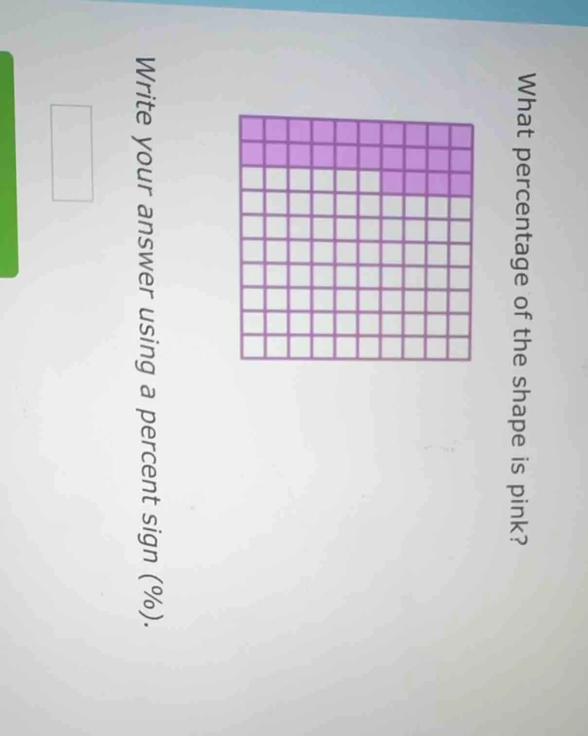 what percentage of the shape is pink? write your answer using a percent…