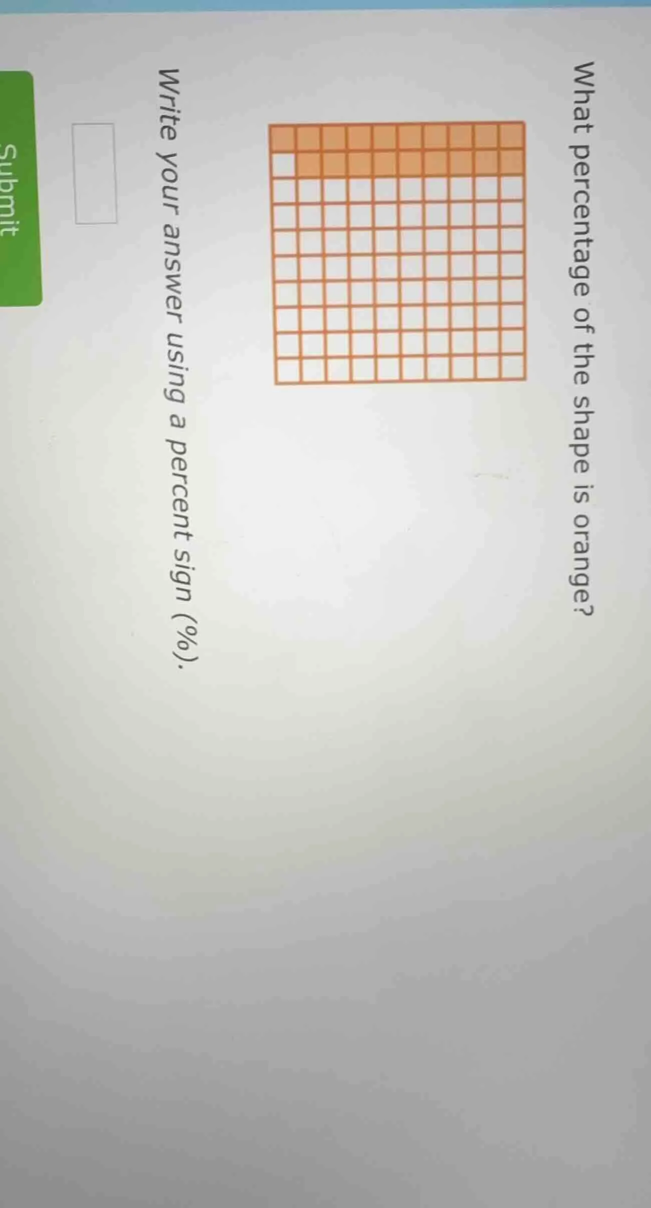 what percentage of the shape is orange? write your answer using a perce…