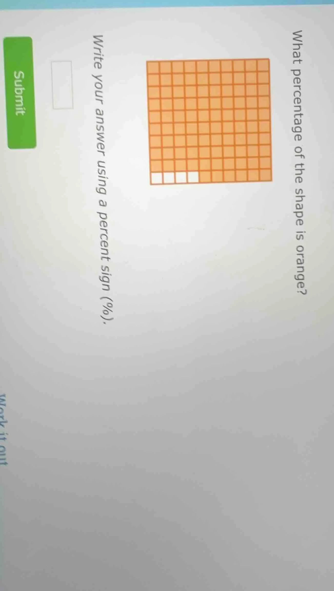 what percentage of the shape is orange? write your answer using a perce…