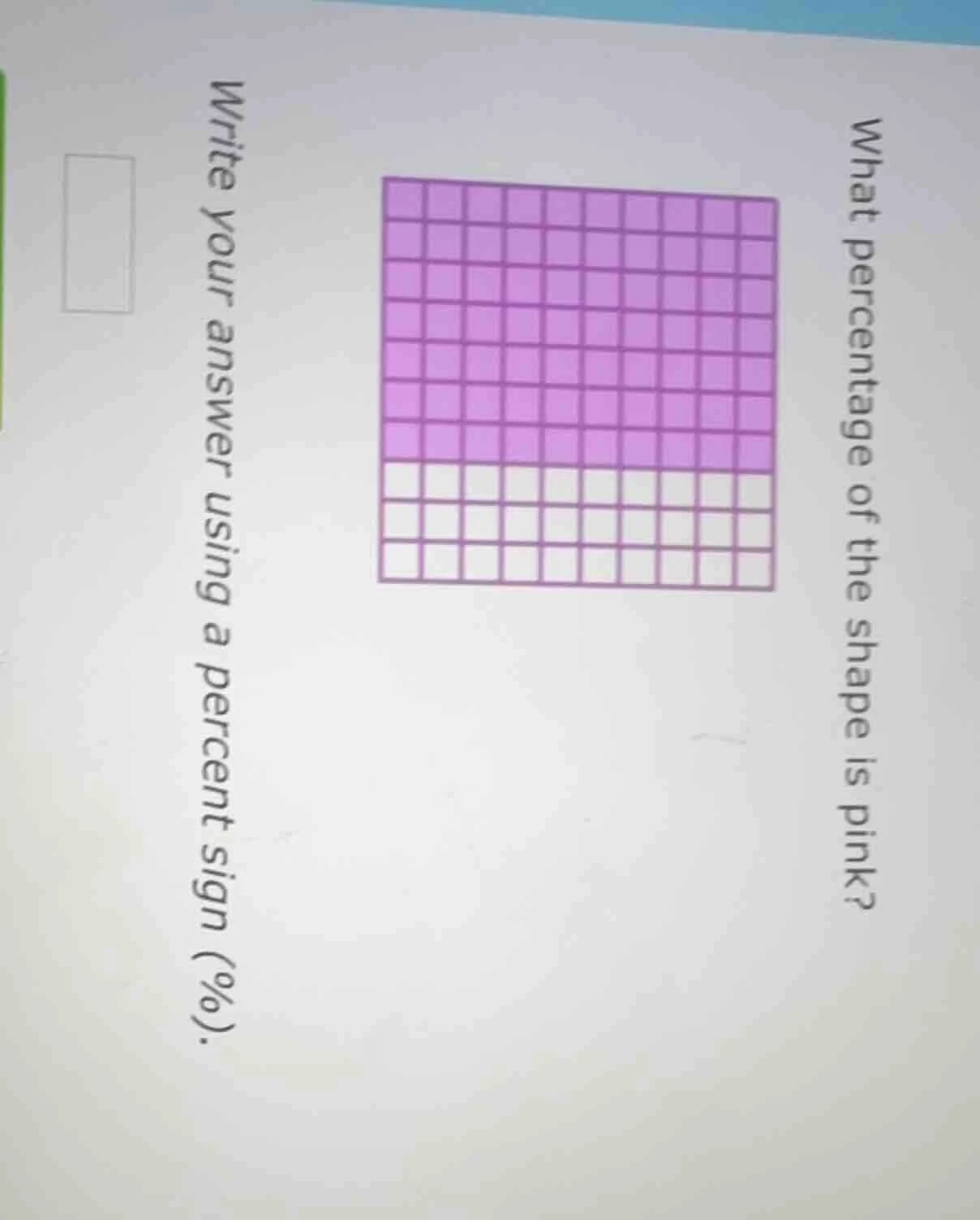 what percentage of the shape is pink? write your answer using a percent…