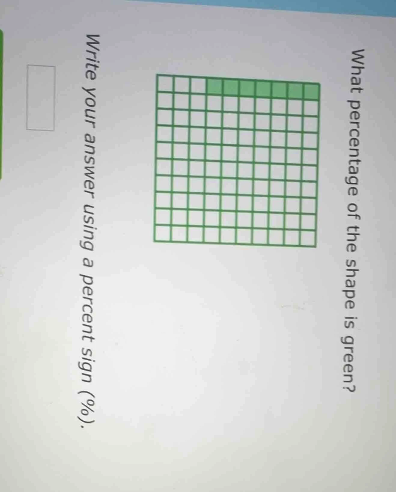 what percentage of the shape is green? write your answer using a percen…