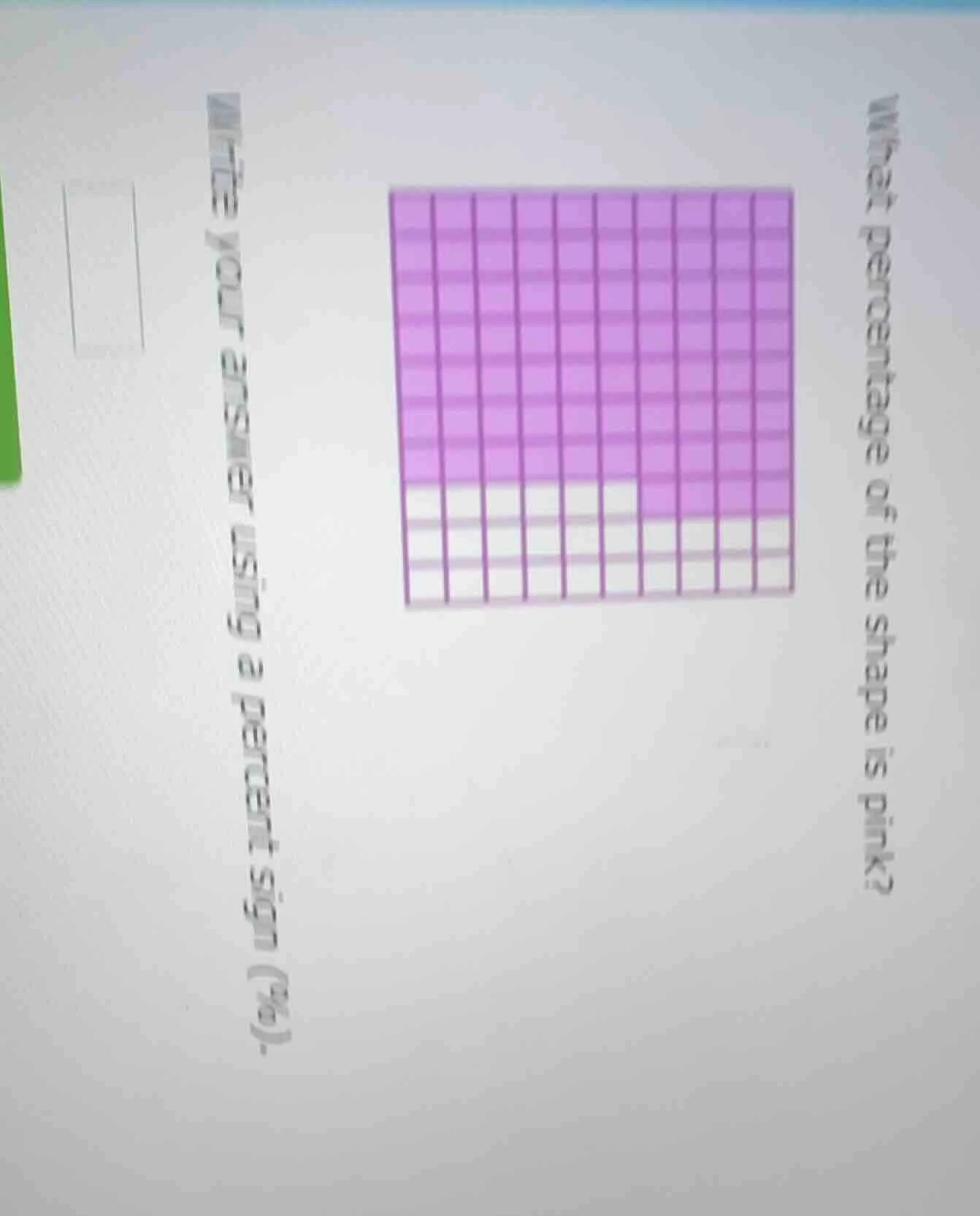 what percentage of the shape is pink? write your answer using a percent…
