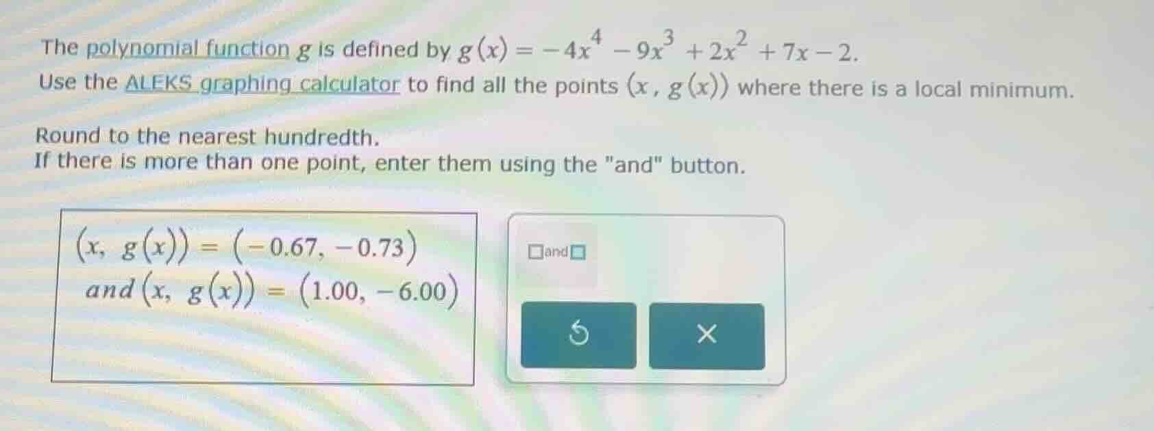 the polynomial function $g$ is defined by $g(x) = -4x^4 - 9x^3 + 2x^2 +…