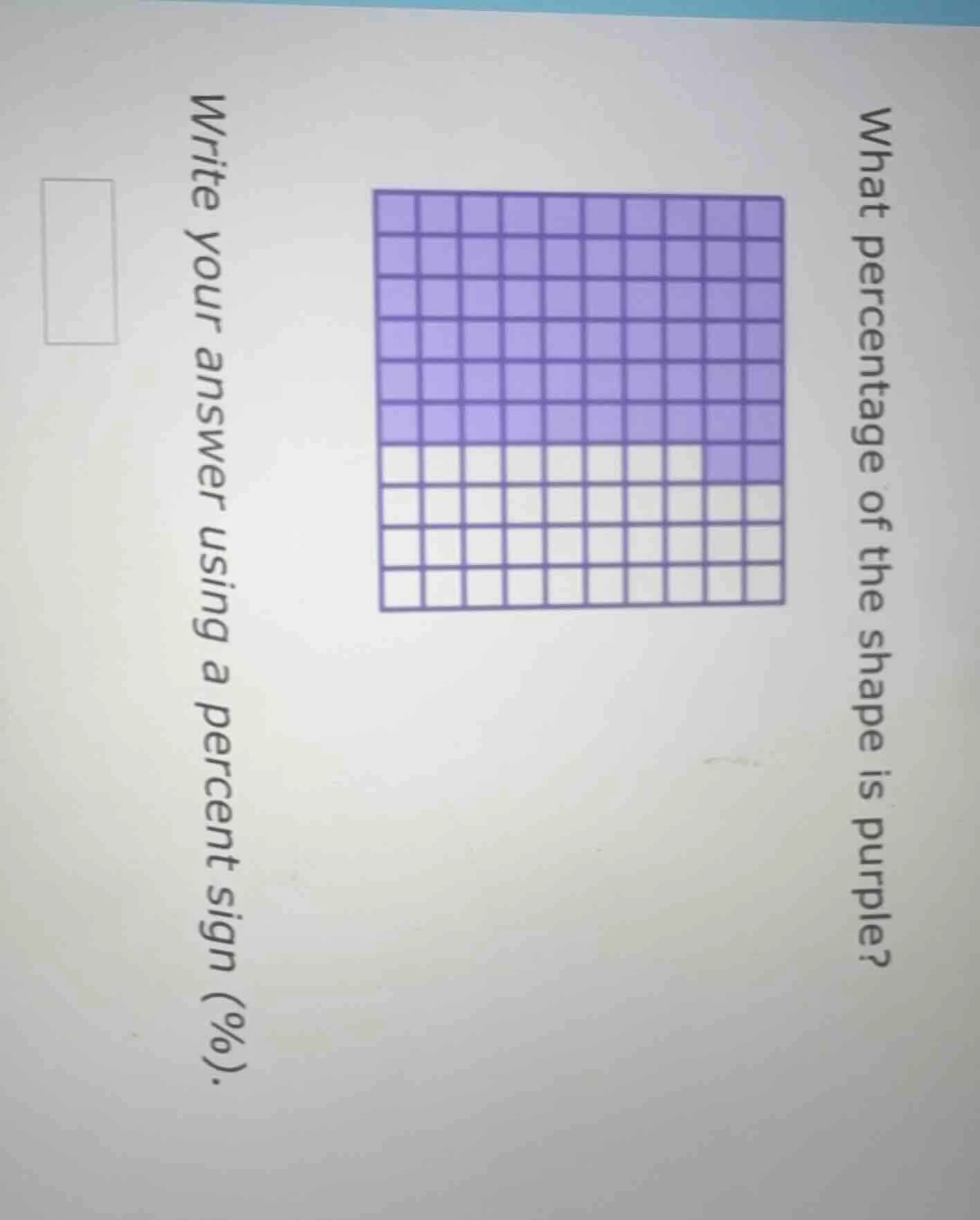 what percentage of the shape is purple? write your answer using a perce…