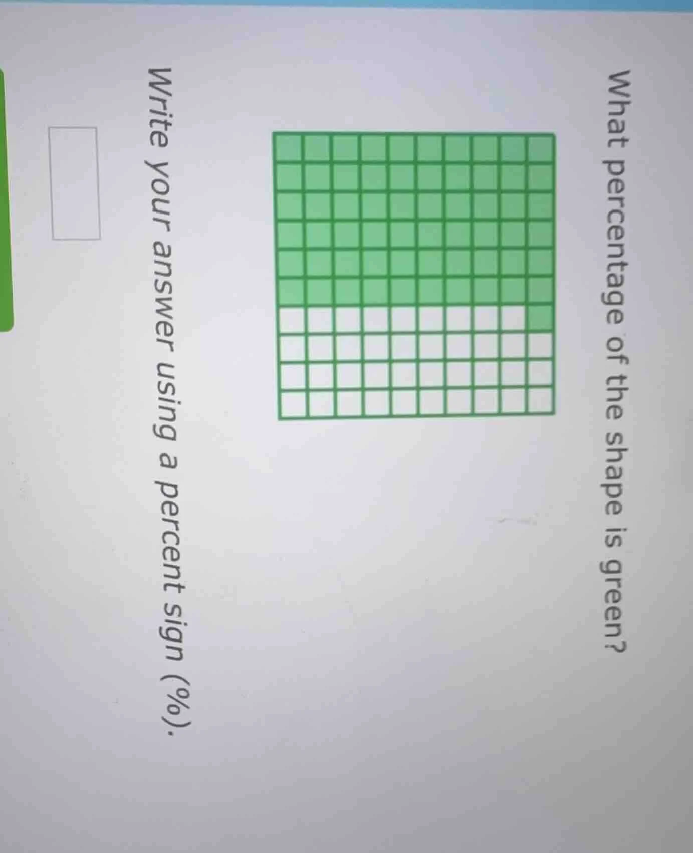 what percentage of the shape is green? write your answer using a percen…