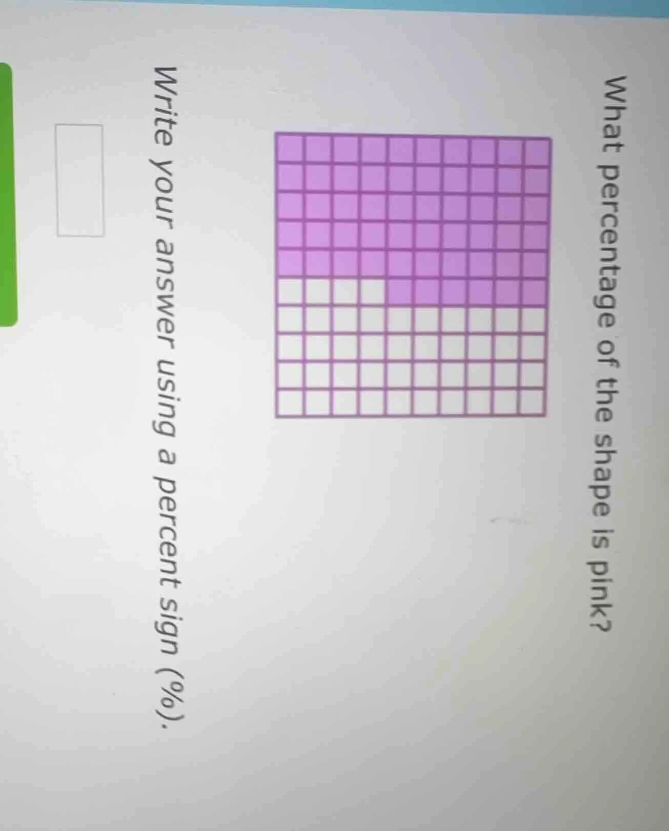what percentage of the shape is pink? write your answer using a percent…