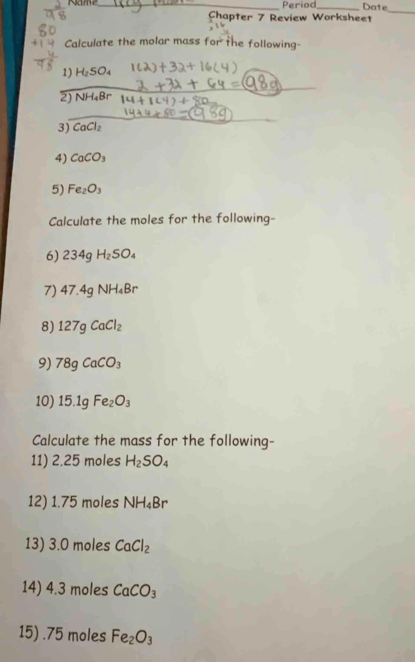 name_____ period_____ date_____chapter 7 review worksheetcalculate the …
