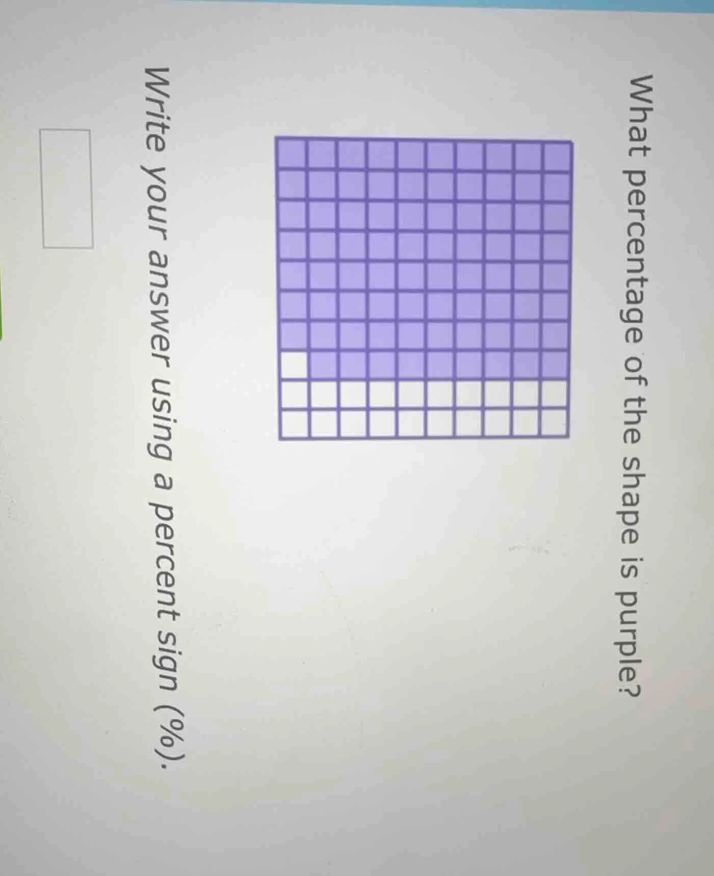 what percentage of the shape is purple? write your answer using a perce…