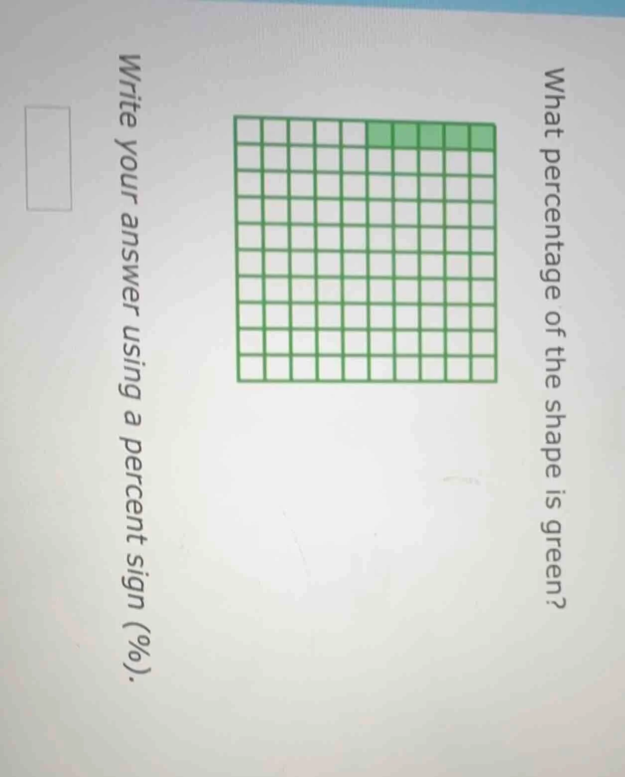 what percentage of the shape is green? write your answer using a percen…