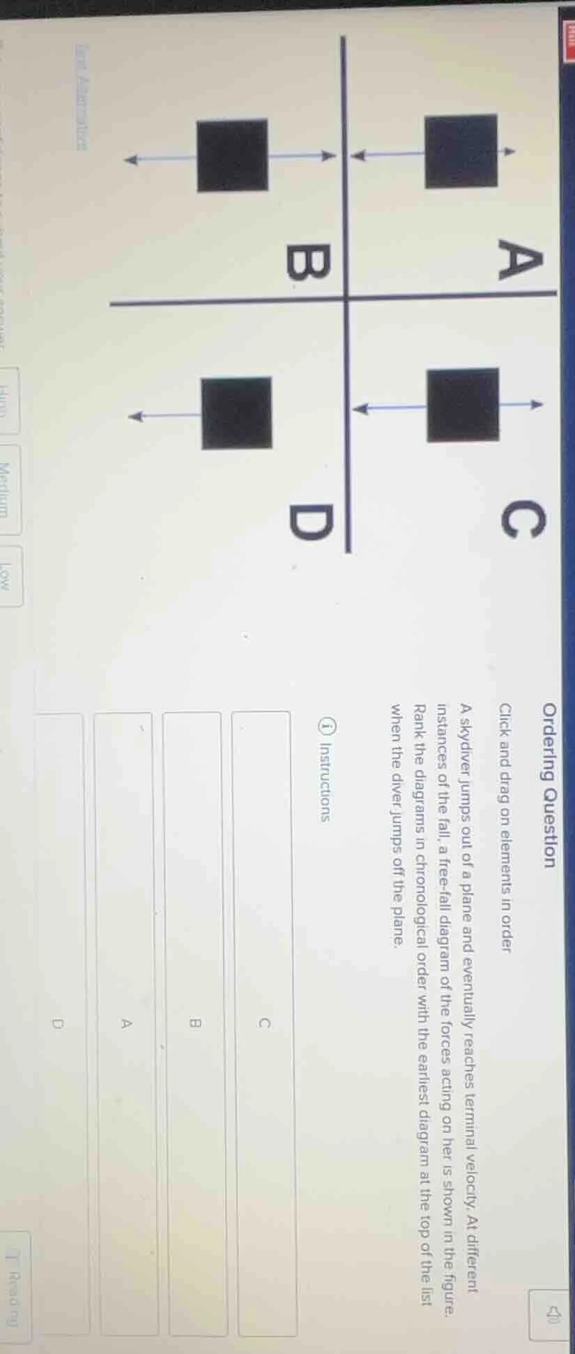 ordering question click and drag on elements in order a skydiver jumps …