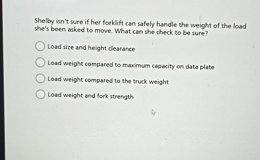 shelby isnt sure if her forklift can safely handle the weight of the lo…