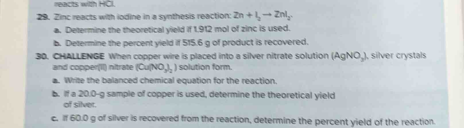reacts with hcl. 29. zinc reacts with iodine in a synthesis reaction: $…