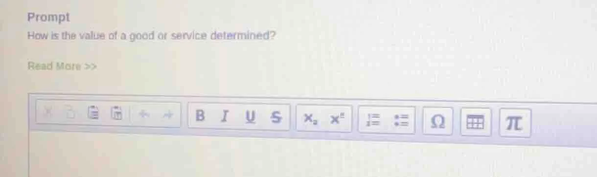 prompt how is the value of a good or service determined? read more >>
