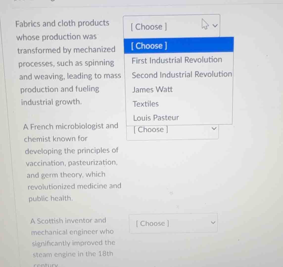 fabrics and cloth products whose production was transformed by mechaniz…