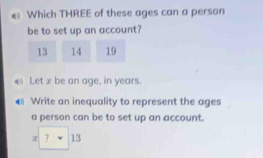 (i) which three of these ages can a person be to set up an account? 13 …