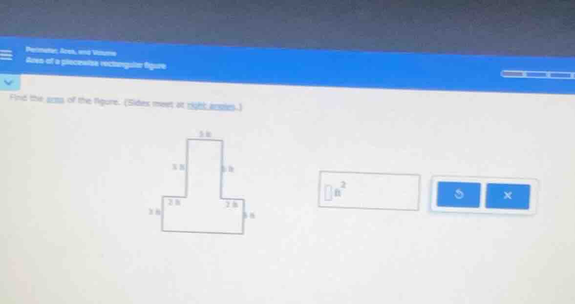 perimeter, area, and volume area of a piecewise rectangular figure find…