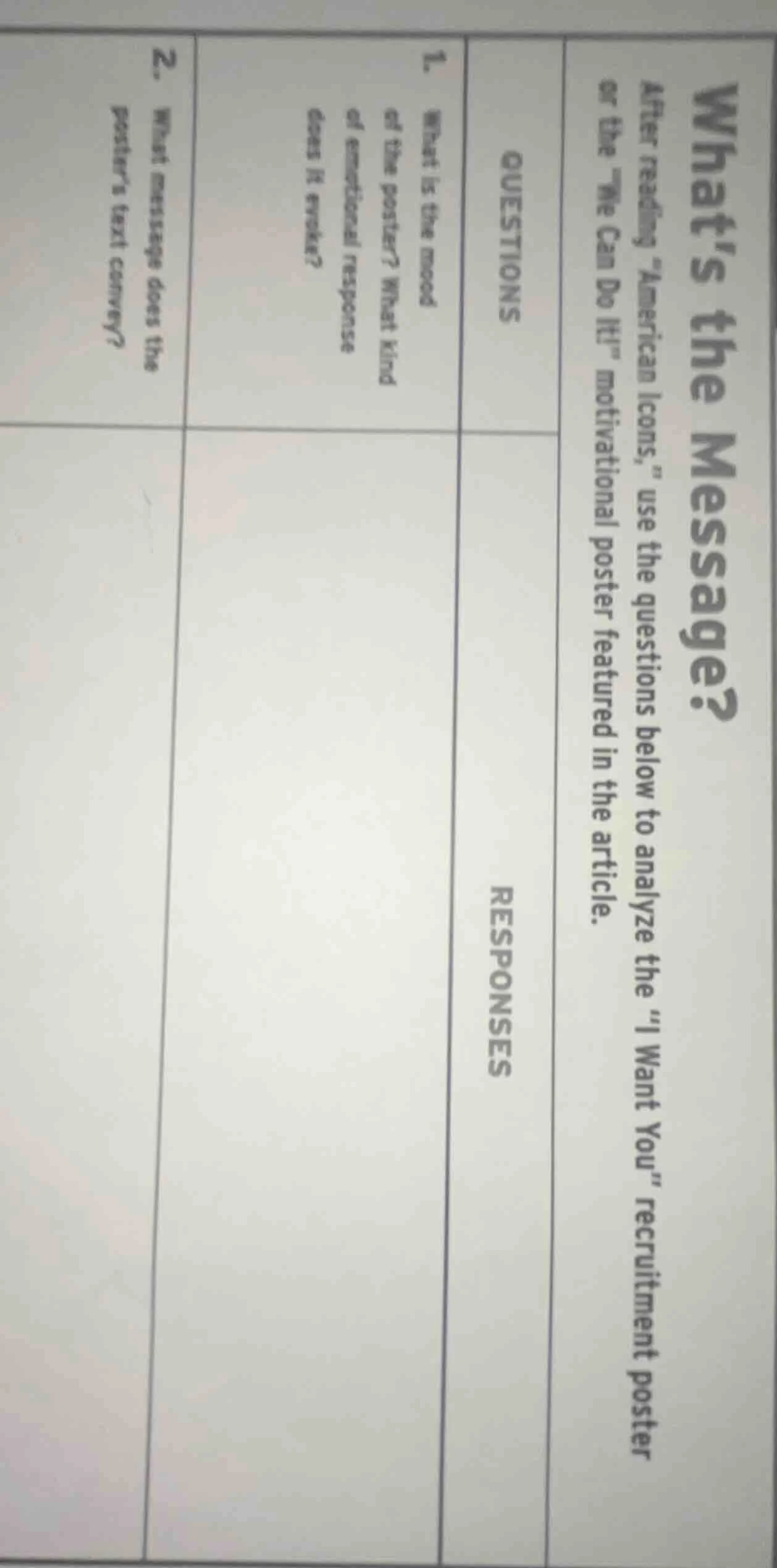 whats the message? after reading \american icons,\ use the questions be…