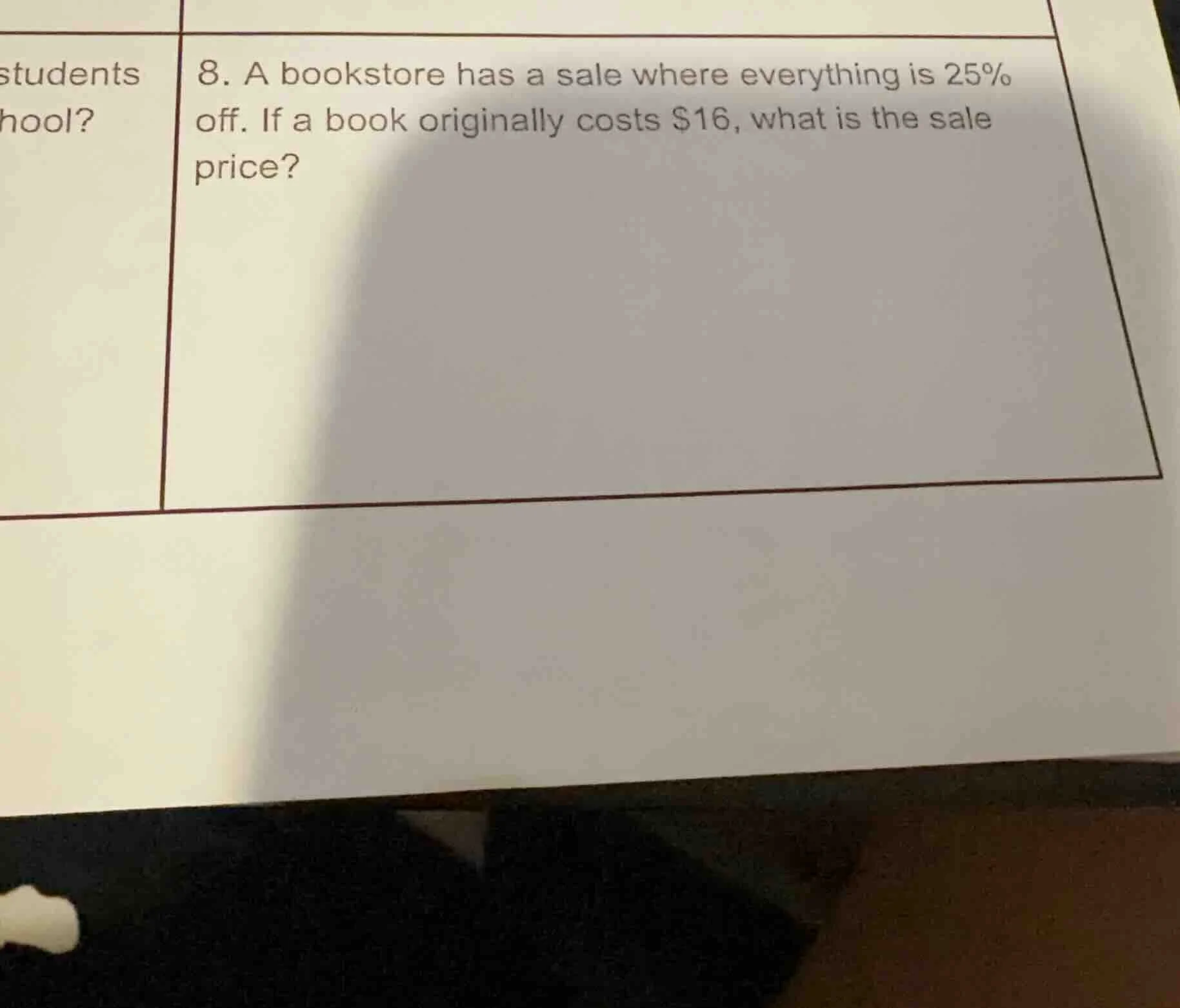 8. a bookstore has a sale where everything is 25% off. if a book origin…