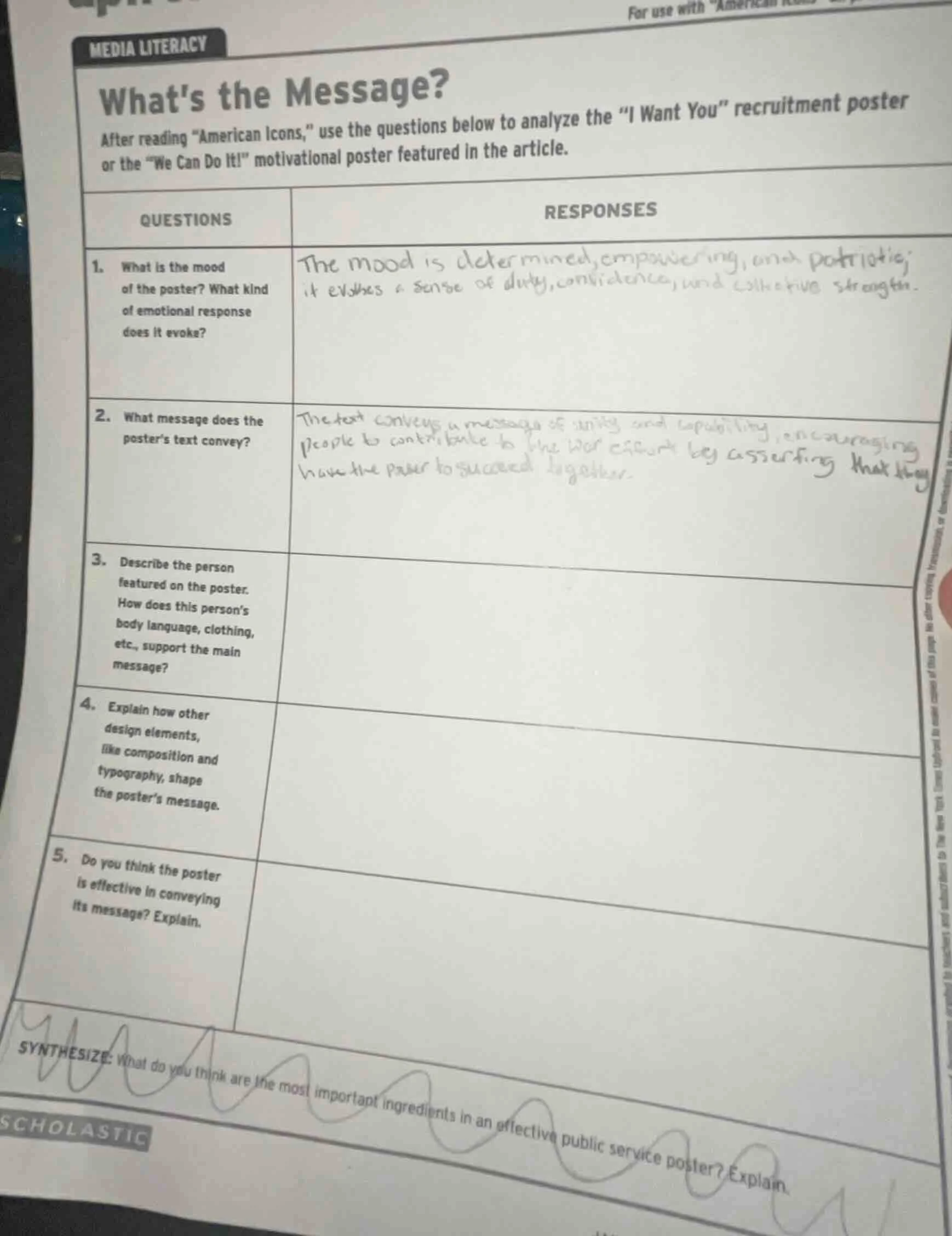 media literacy whats the message? after reading \american icons,\ use t…