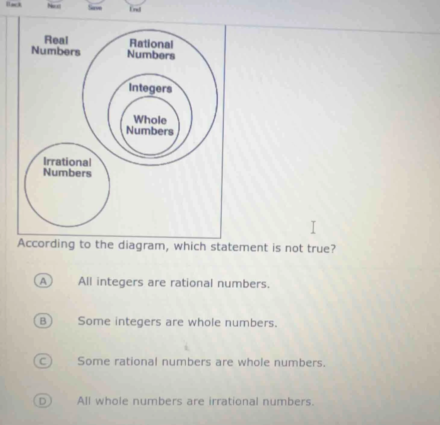 according to the diagram, which statement is not true? a all integers a…