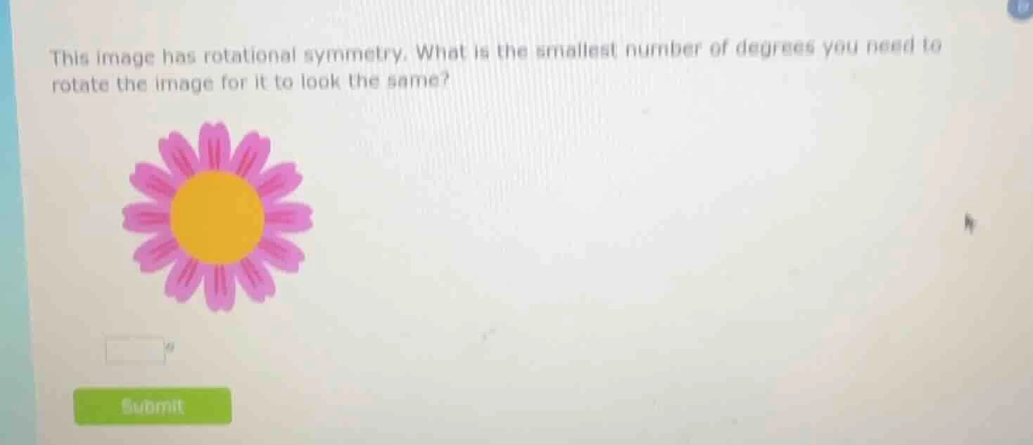 this image has rotational symmetry. what is the smallest number of degr…