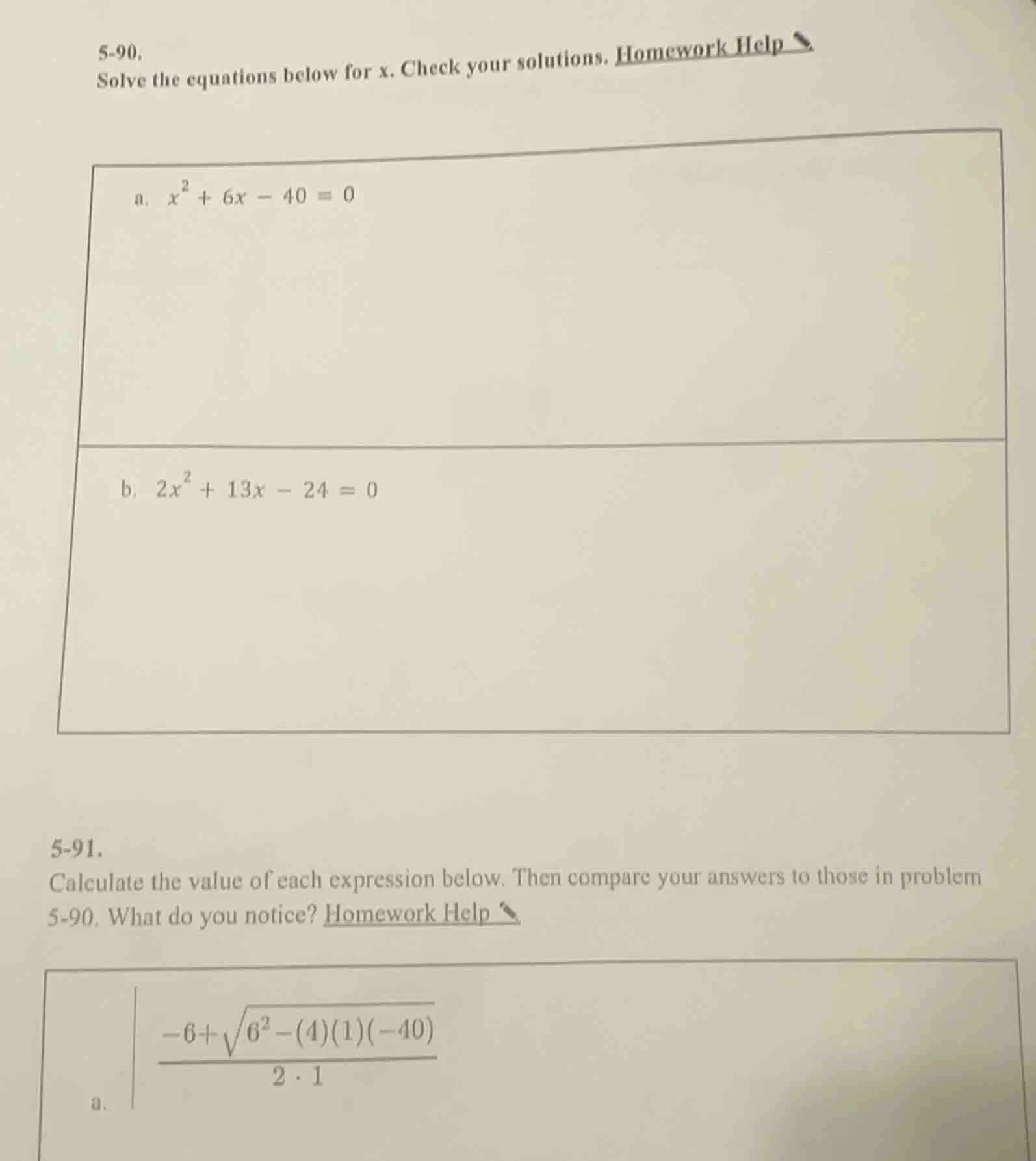 5-90. solve the equations below for x. check your solutions. homework h…