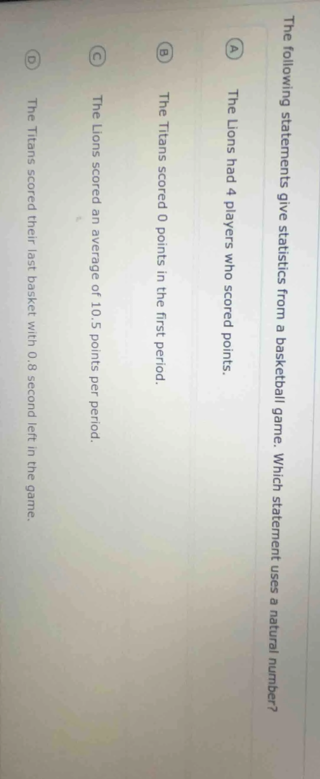 the following statements give statistics from a basketball game. which …