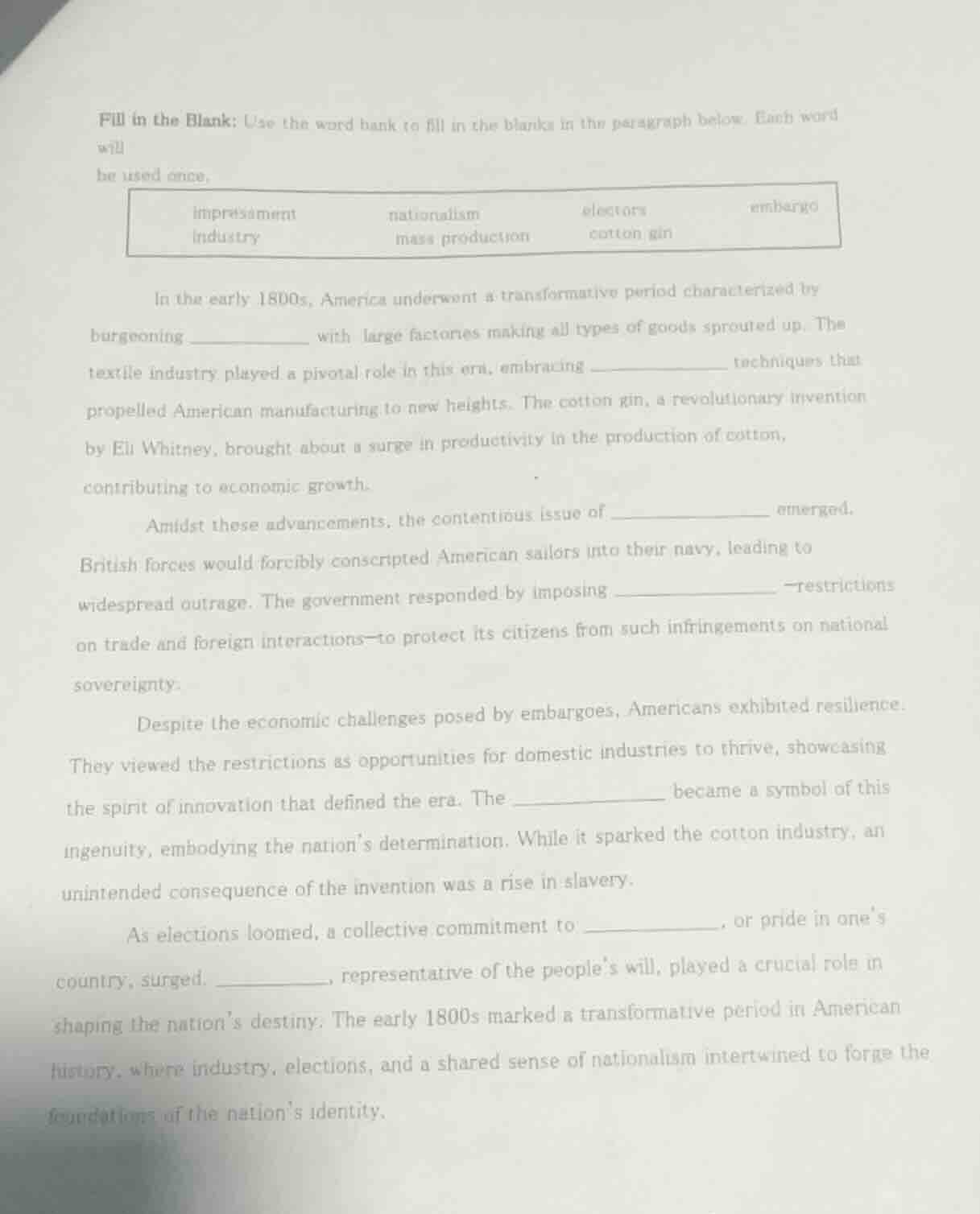 fill in the blank: use the word bank to fill in the blanks in the parag…