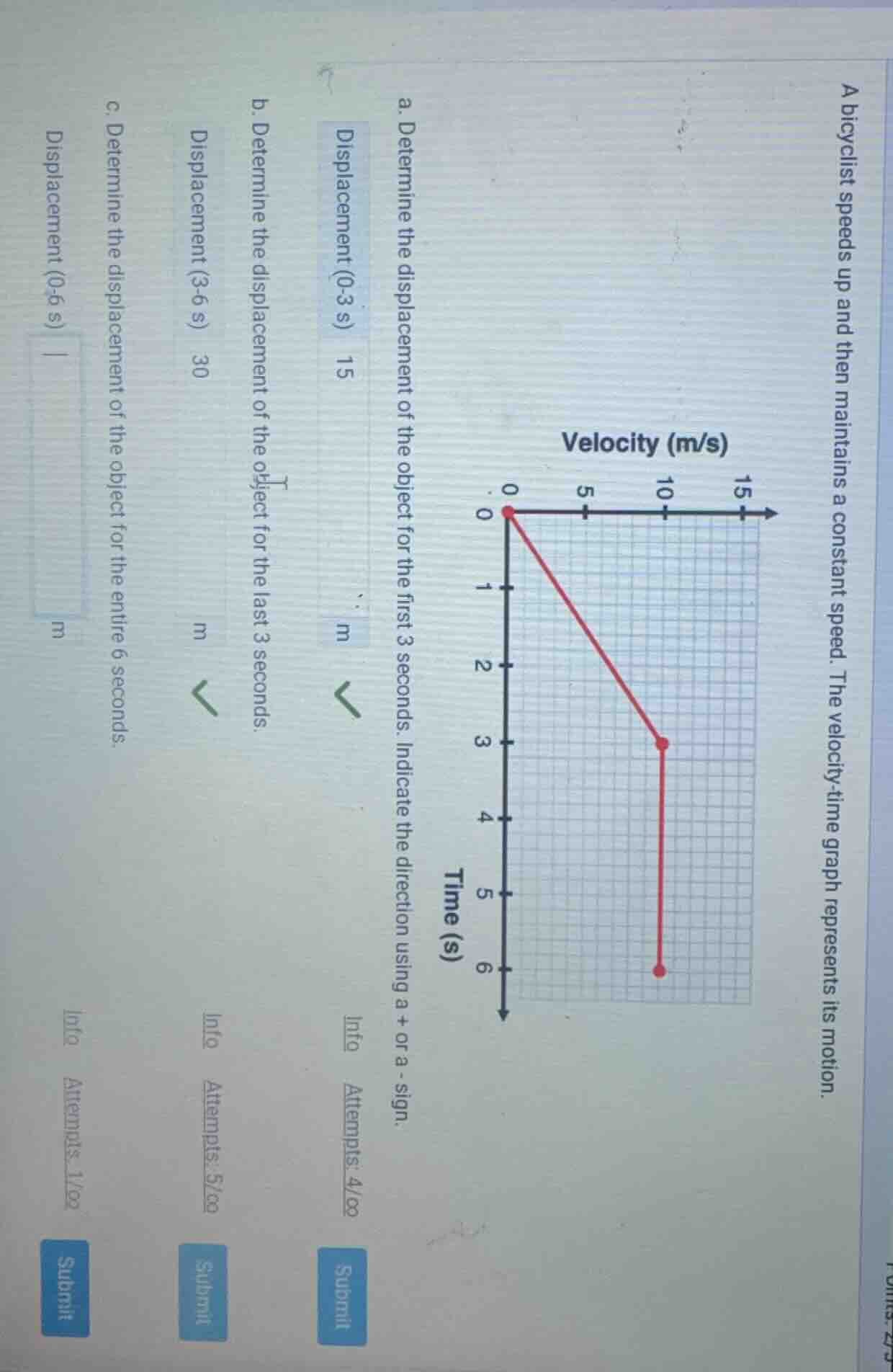 a bicyclist speeds up and then maintains a constant speed. the velocity…