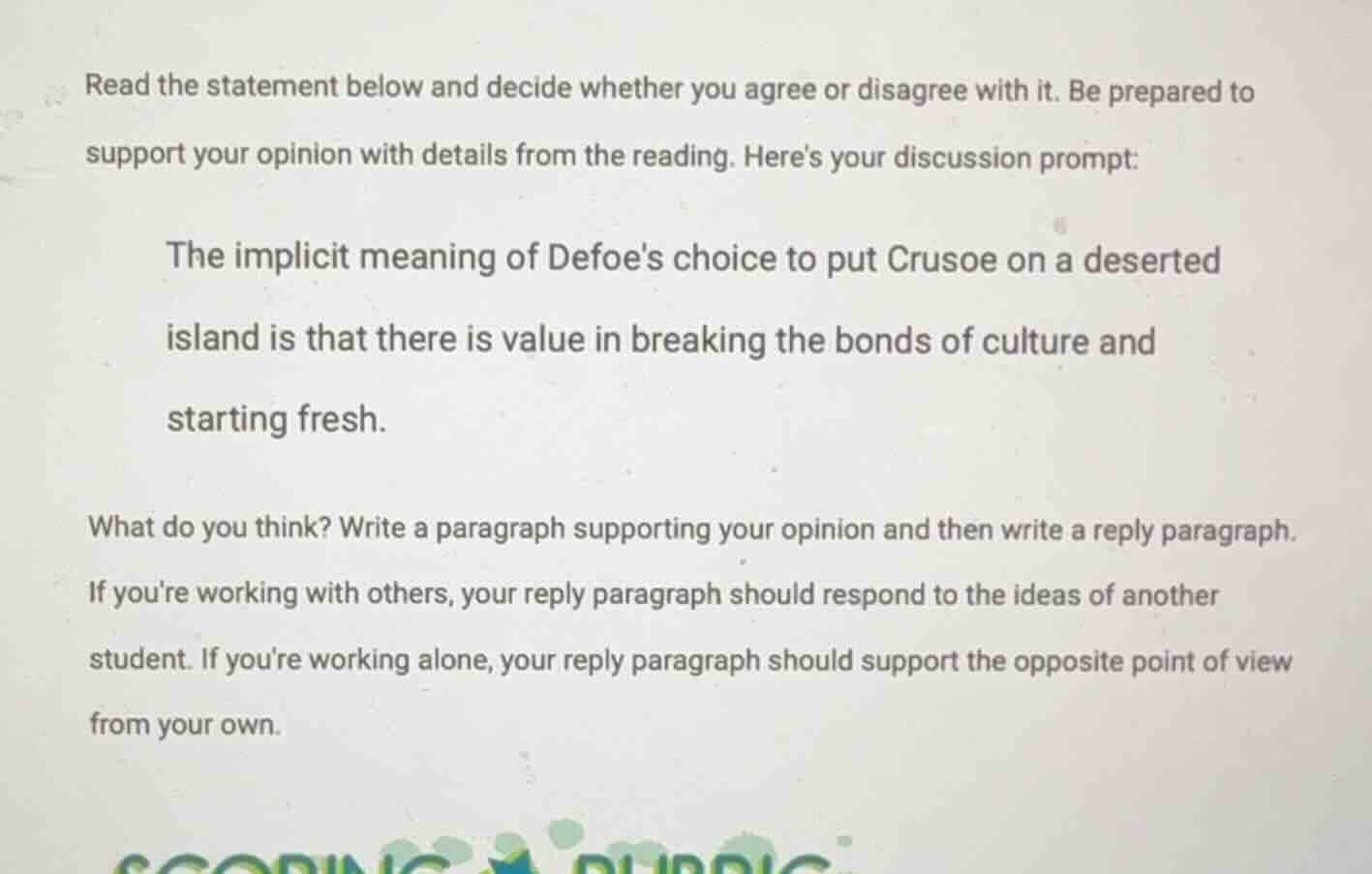 read the statement below and decide whether you agree or disagree with …