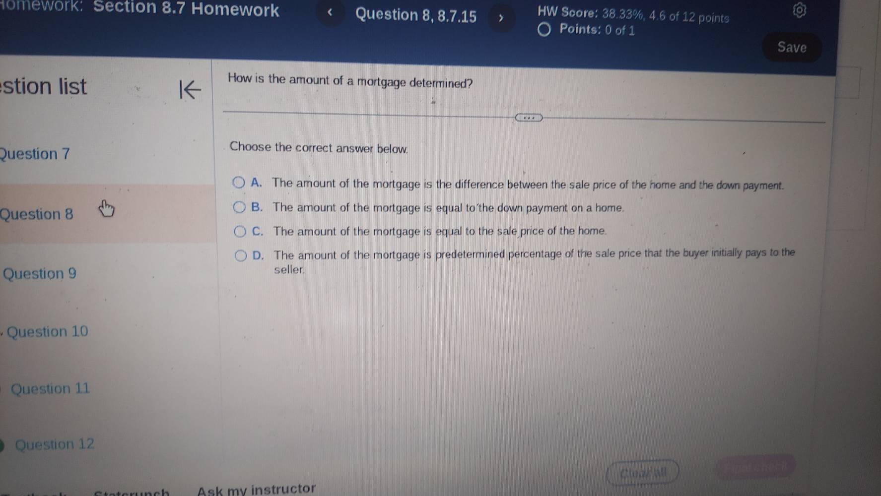 homework: section 8.7 homework < question 8, 8.7.15 > hw score: 38.33%,…