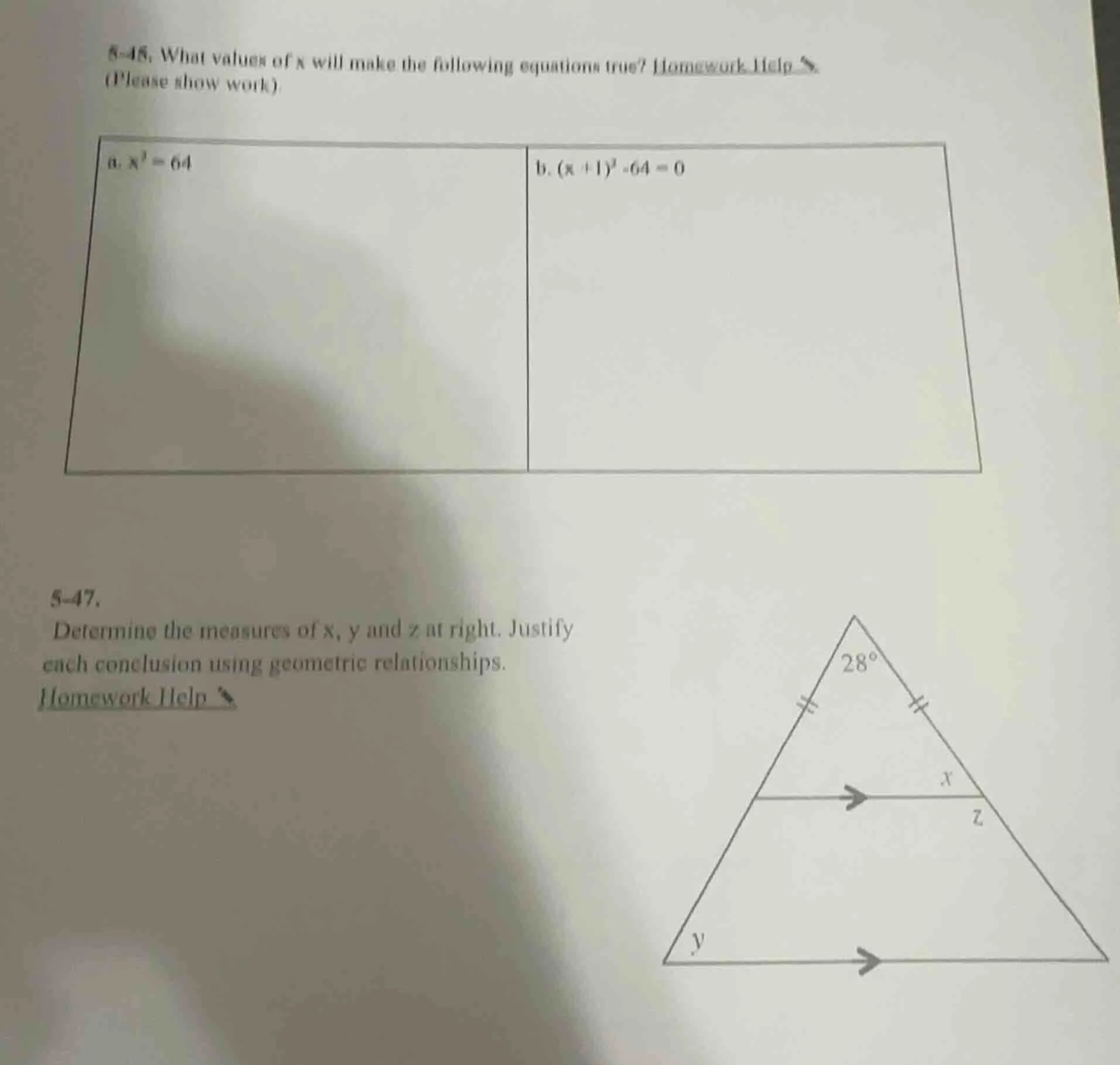5-46. what values of x will make the following equations true? homework…