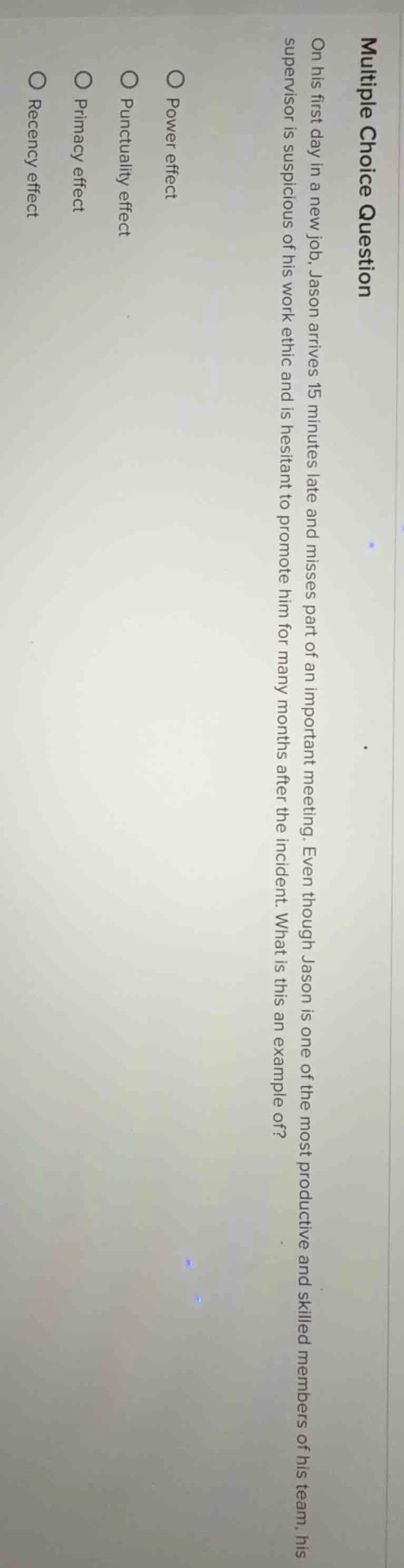 multiple choice question on his first day in a new job, jason arrives 1…