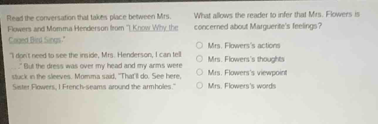 read the conversation that takes place between mrs. flowers and momma h…