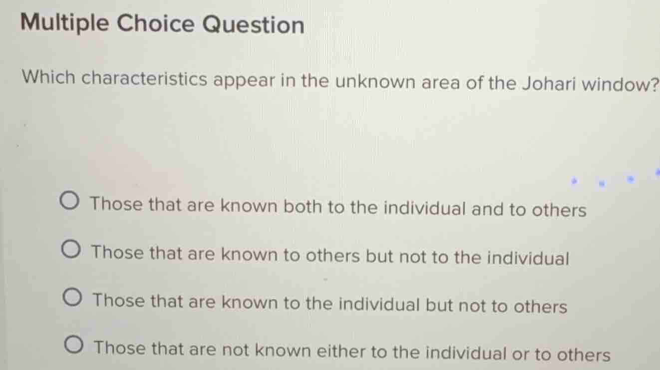 multiple choice question which characteristics appear in the unknown ar…