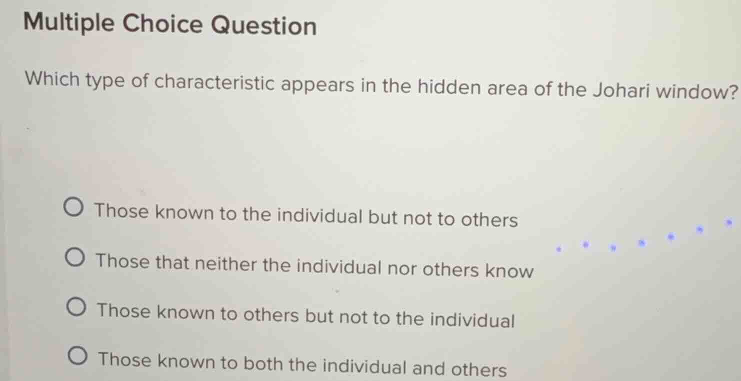 multiple choice question which type of characteristic appears in the hi…