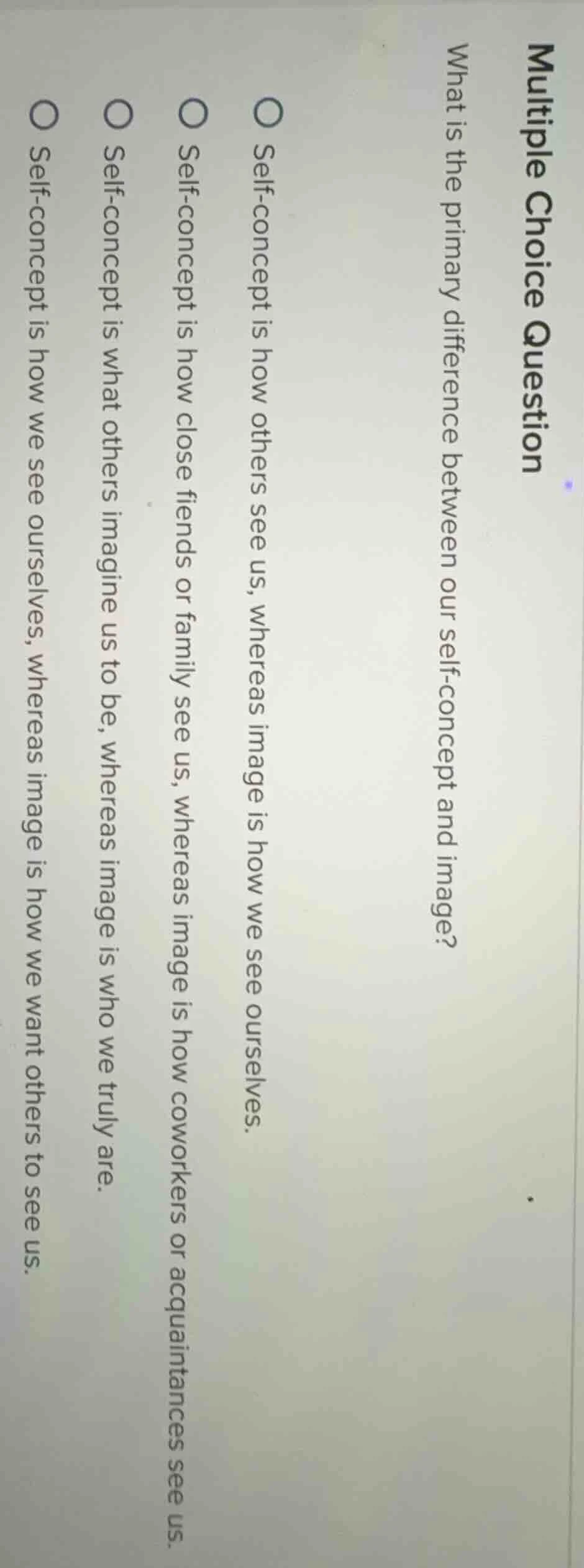 multiple choice question what is the primary difference between our sel…