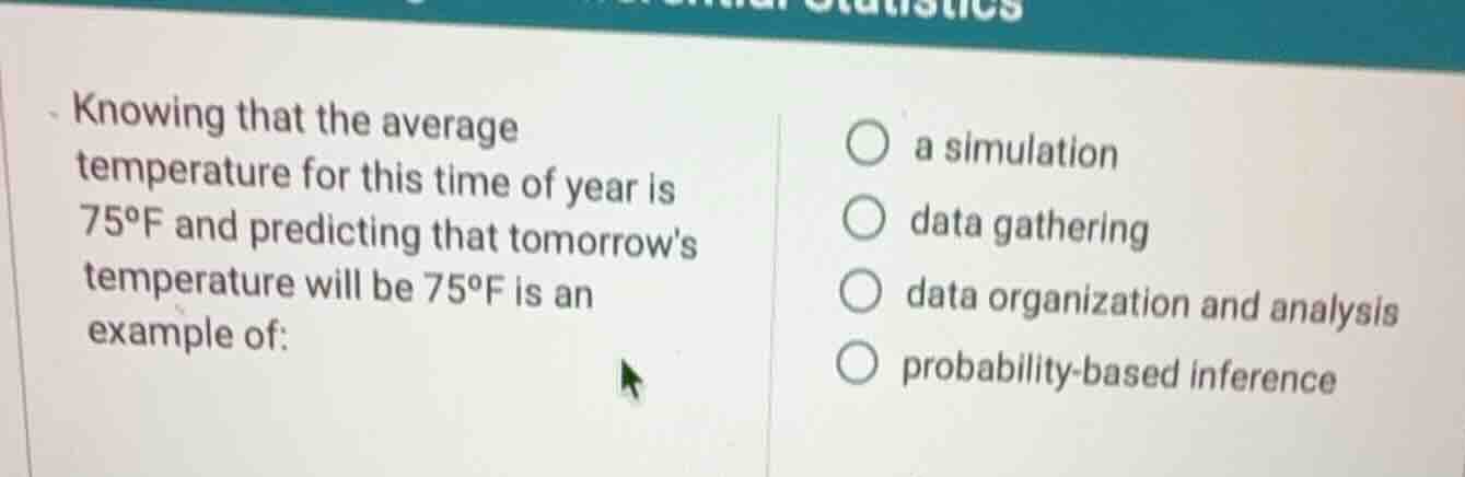 knowing that the average temperature for this time of year is 75°f and …