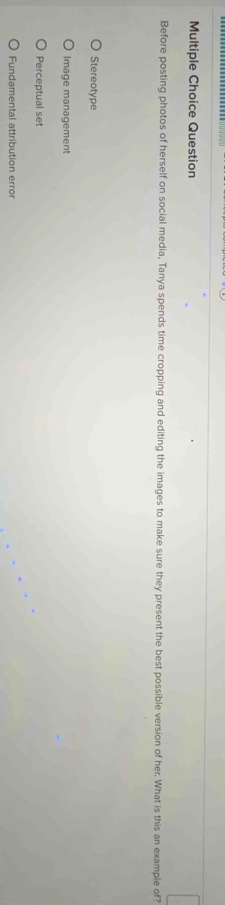 multiple choice question before posting photos of herself on social med…