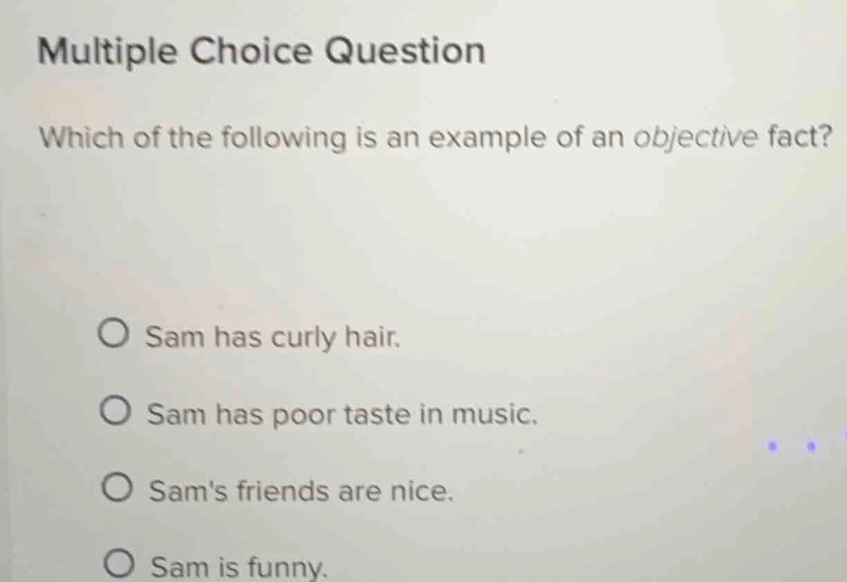 multiple choice question which of the following is an example of an obj…