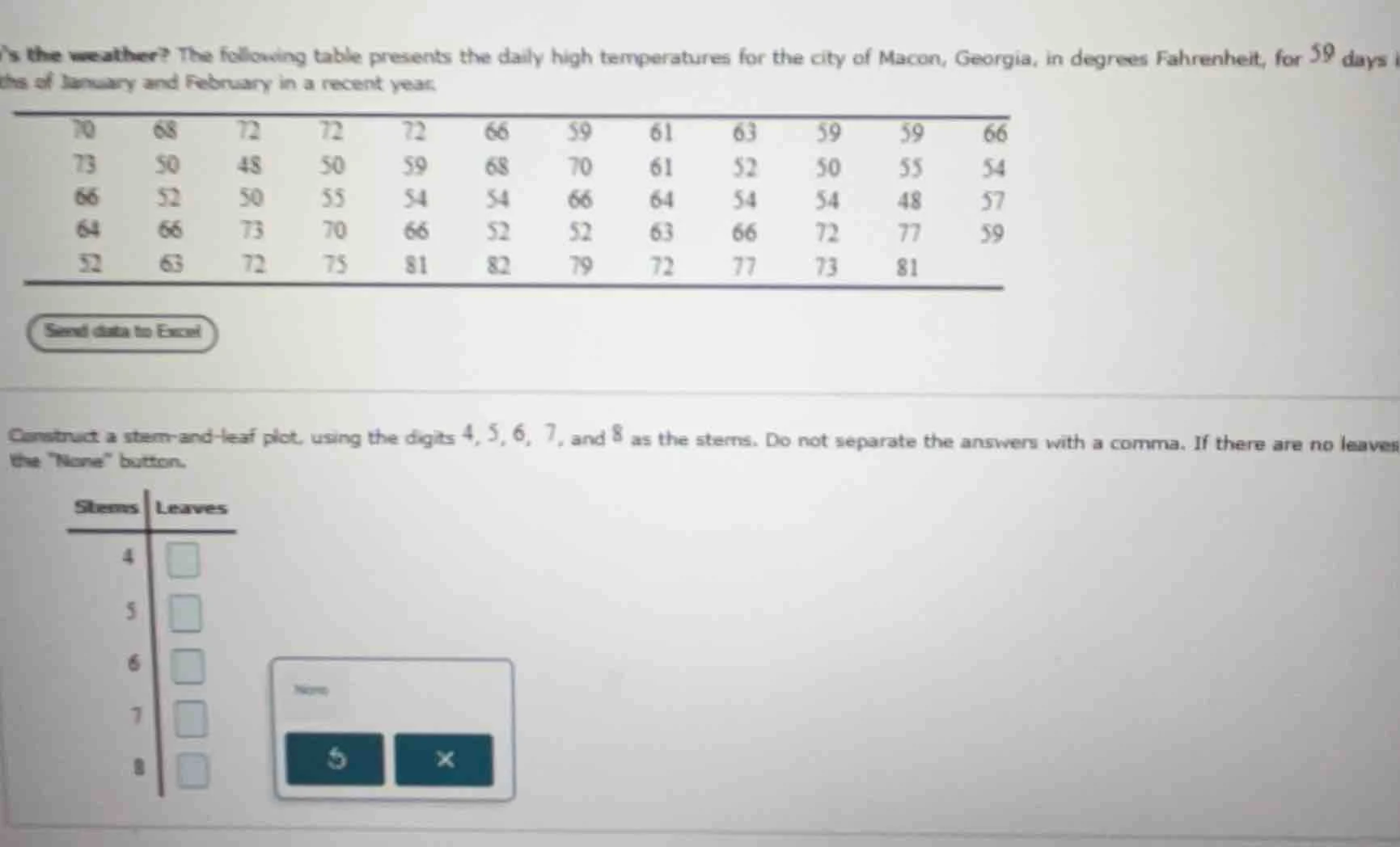 whats the weather? the following table presents the daily high temperat…